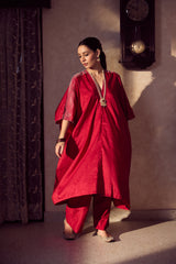 Chanderi Parallel - Maroon