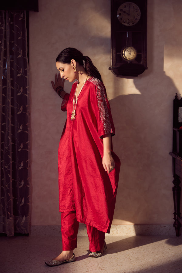 Chanderi Parallel - Maroon