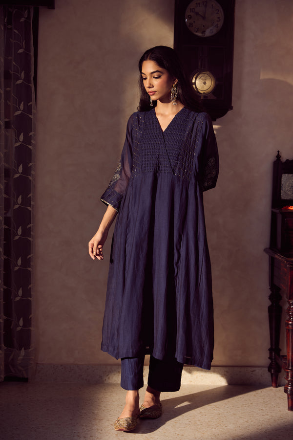 Chanderi Parallel - Blue
