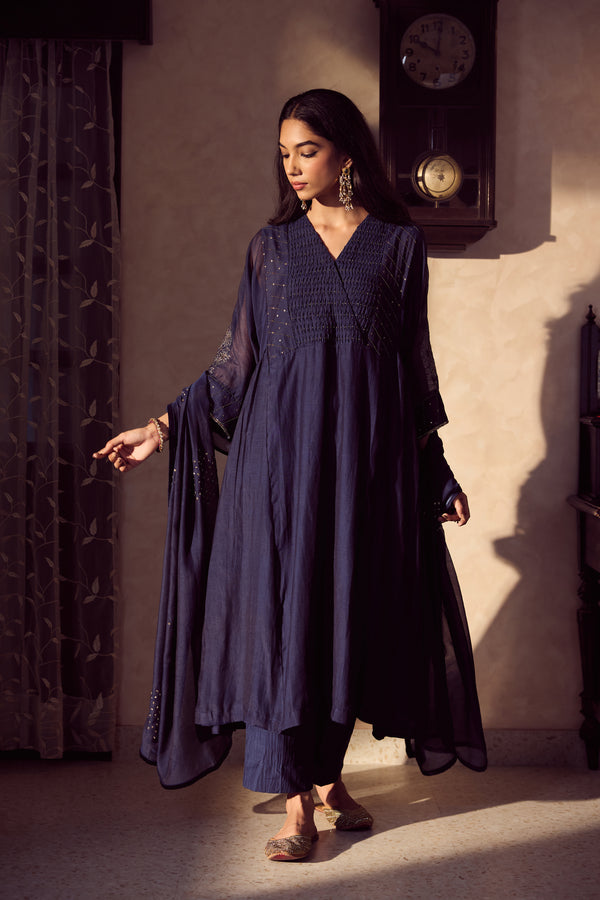 Chanderi Parallel - Blue