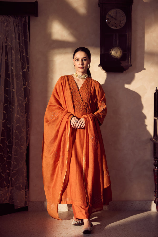 Chanderi Dupatta - Orange
