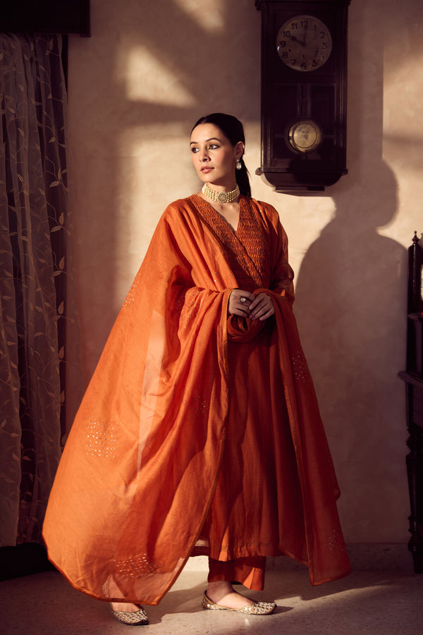 Chanderi Dupatta - Orange
