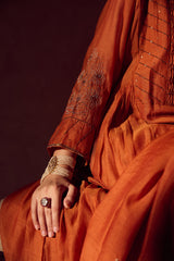 Chanderi Hand Embroidered Kurta - Orange