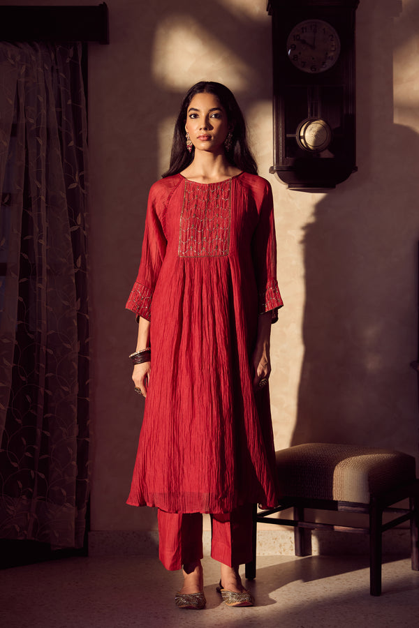 Chanderi Parallel - Maroon