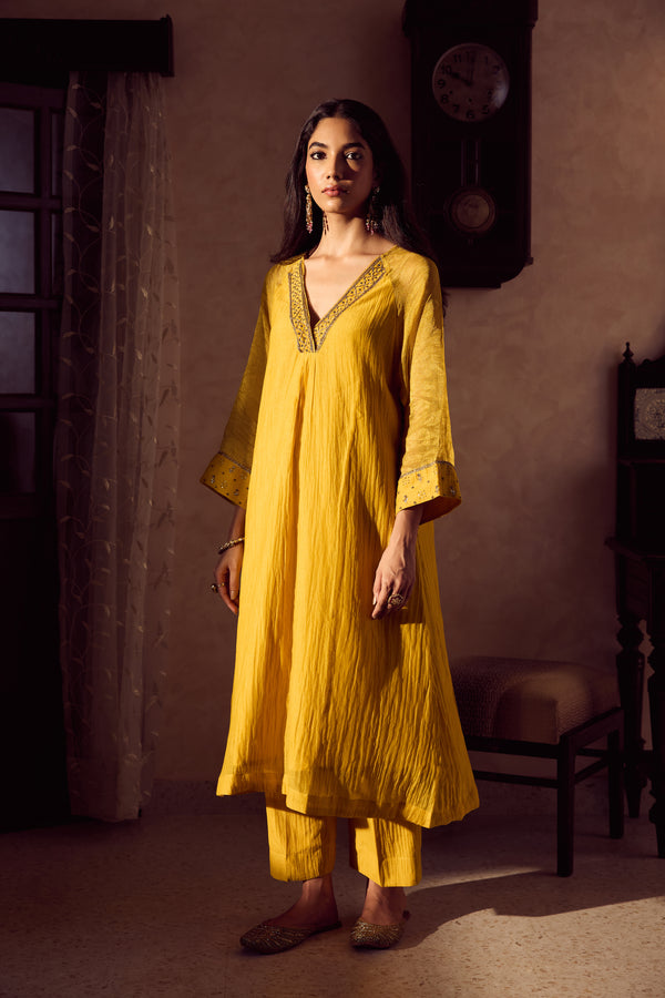 Chanderi Parallel - Yellow
