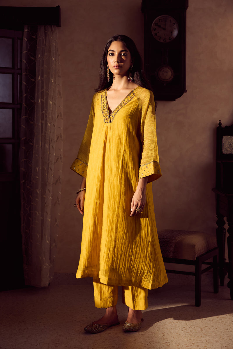 Chanderi Parallel - Yellow