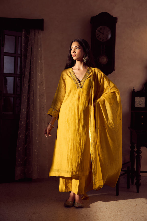 Chanderi Dupatta - Yellow