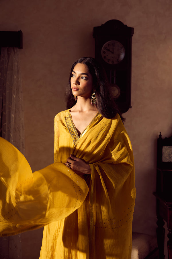 Chanderi Dupatta - Yellow