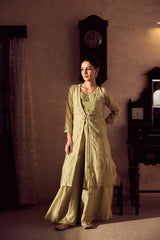 Chanderi Shrug Set - Green