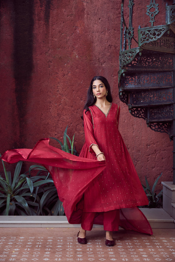 Chanderi Dupatta - Red
