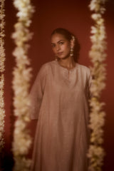 Chanderi Hand Embroidered Kurta - Beige