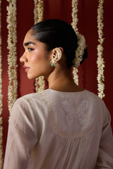 Chanderi Hand Embroidered Kurta - White