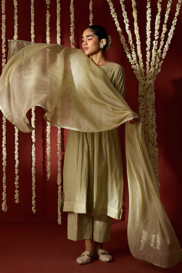 Chanderi Dupatta - Green