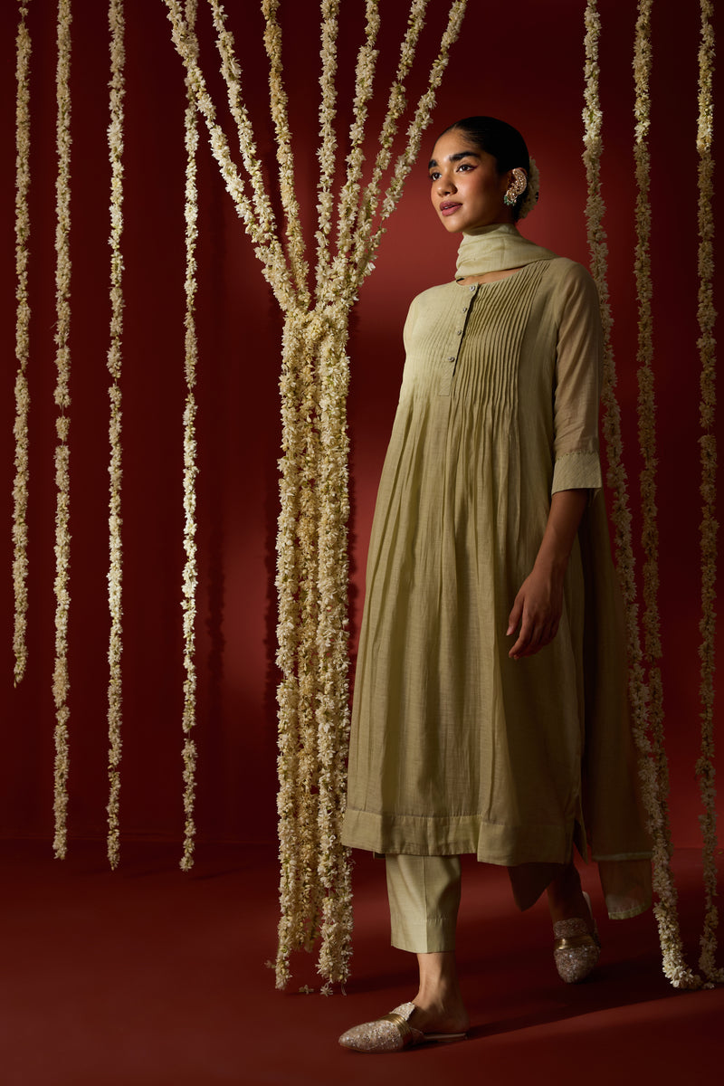 Chanderi Dupatta - Green