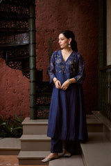 Chanderi Parallel - Blue