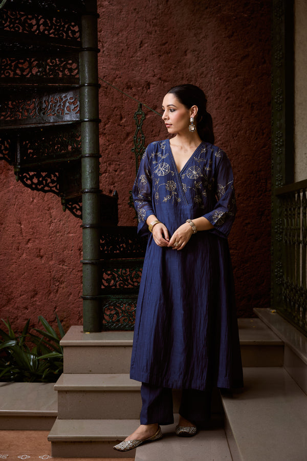 Chanderi Parallel - Blue