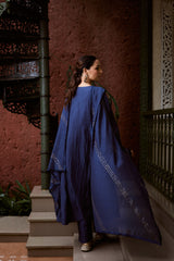 Chanderi Hand Embroidered Kurta - Blue
