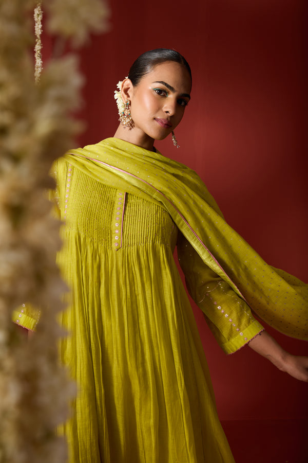 Chanderi Dupatta - Green