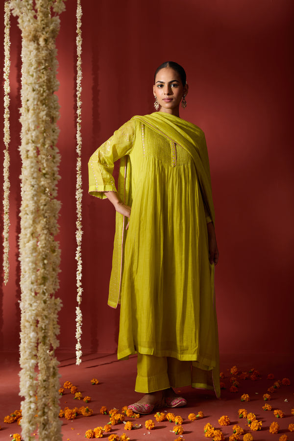 Chanderi Dupatta - Green