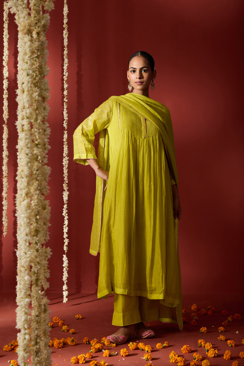 Chanderi Dupatta - Green