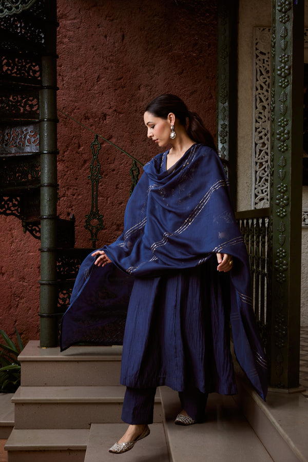 Chanderi Parallel - Blue