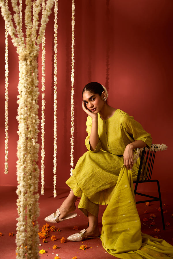 Chanderi Dupatta - Green