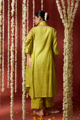Chanderi Hand Embroidered Kurta - Green