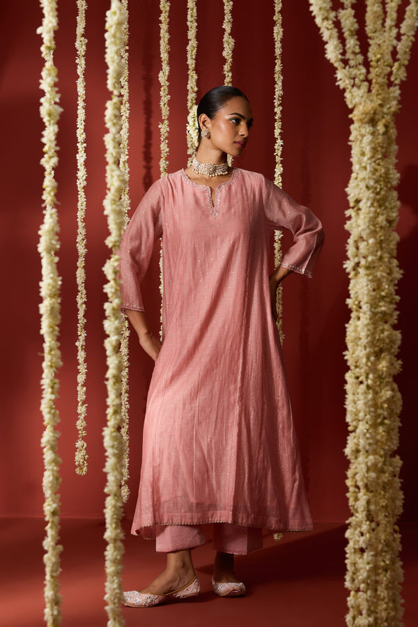 Chanderi Parallel - Pink