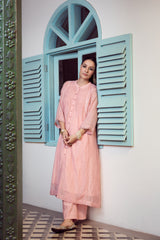 Chanderi Hand Embroidered Kurta - Peach