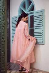 Chanderi Hand Embroidered Kurta - Peach