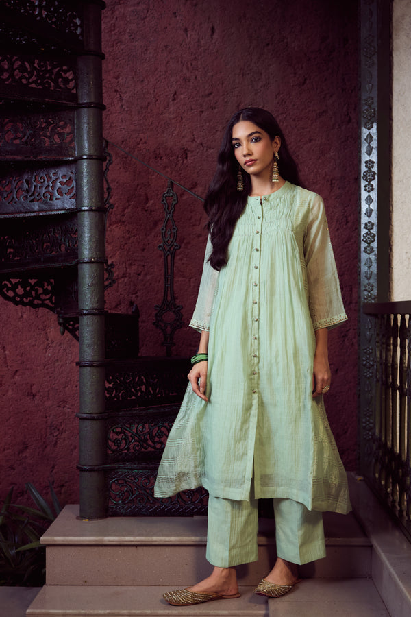 Chanderi Parallel - Green