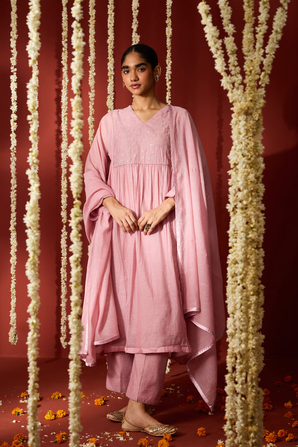Chanderi Dupatta - Pink