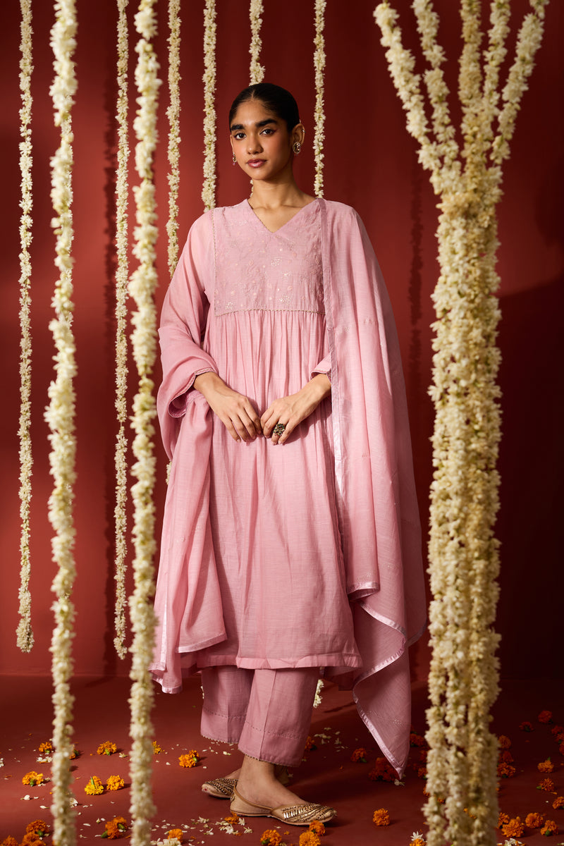 Chanderi Dupatta - Pink
