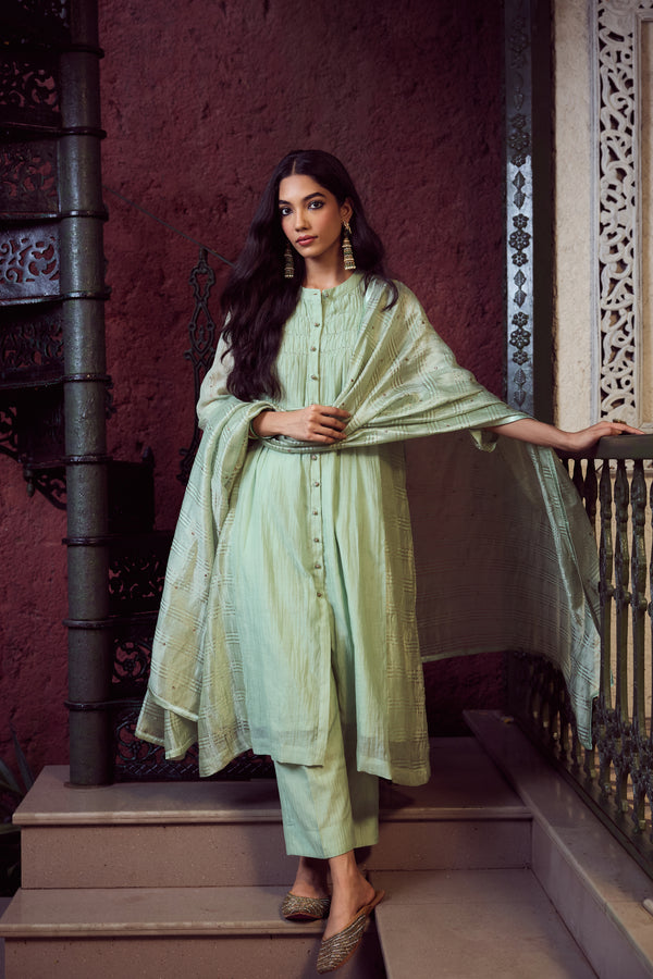 Chanderi Parallel - Green