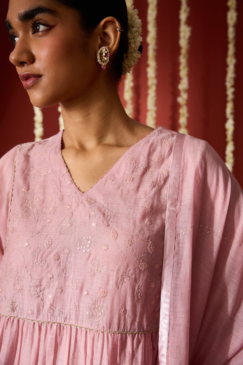 Chanderi Dupatta - Pink