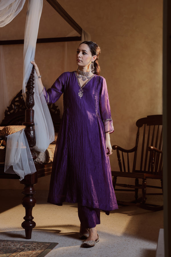 Chanderi Parallel - Purple