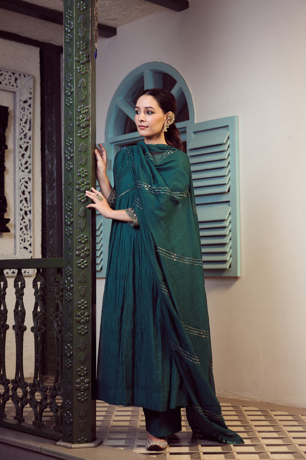 Chanderi Parallel - Green