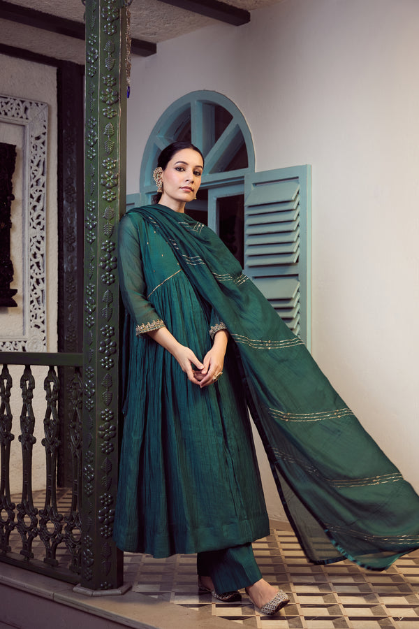 Chanderi Dupatta - Green