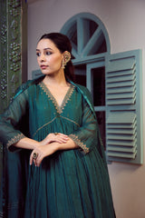 Chanderi Hand Embroidered Kurta - Green