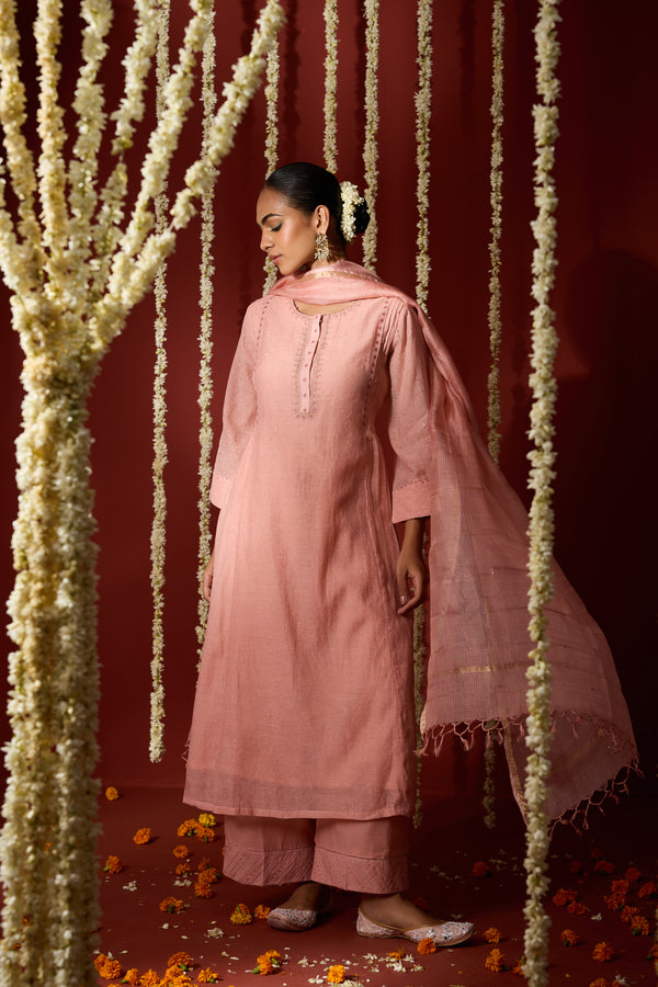 Chanderi Parallel - Pink
