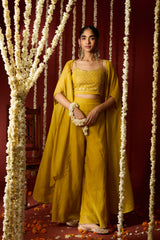 Chanderi Cape Top with Parallel - Yellow