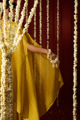 Chanderi Cape Top with Parallel - Yellow