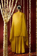 Chanderi Cape Top with Parallel - Yellow