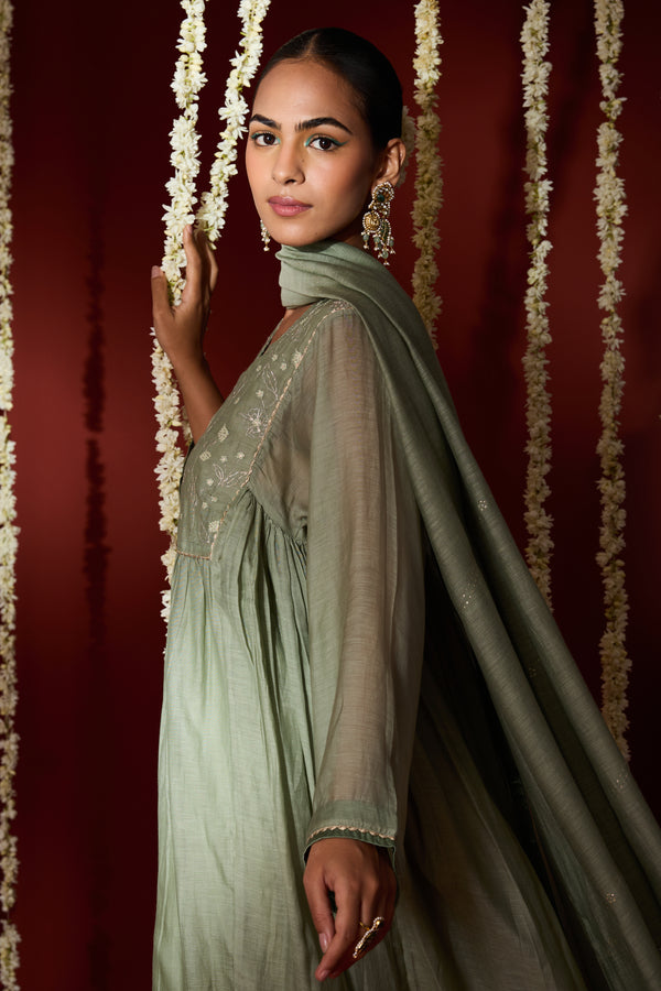 Chanderi Dupatta - Green