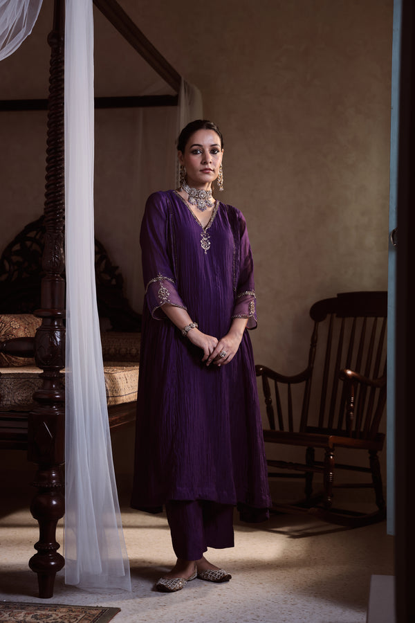 Chanderi Parallel - Purple