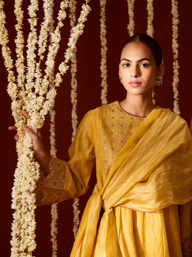 Chanderi Dupatta - Yellow