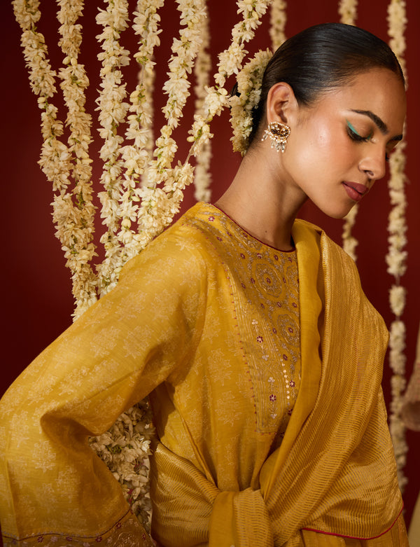 Chanderi Dupatta - Yellow