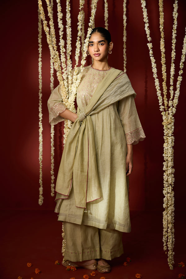 Chanderi Parallel - Green