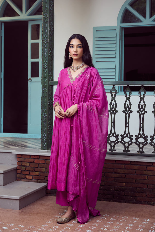 Chanderi Parallel - Purple