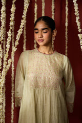 Chanderi Hand Embroidered Kurta - Green
